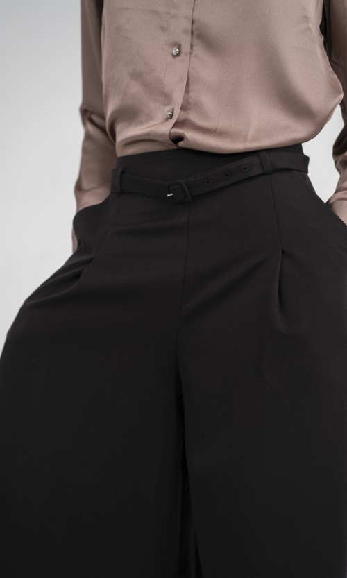 SIXDO Black Wide Leg Tuytsi Pant